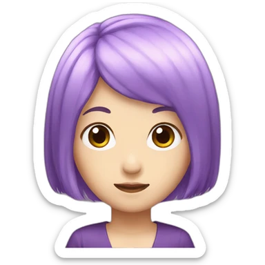 Purple hair Japanese sticker