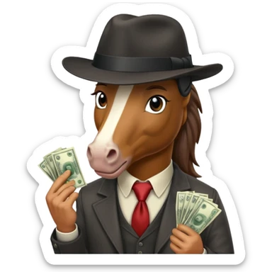 Horse gangster with money sticker