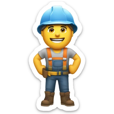 create an emoji of a clay Hansel dressed as a builder sticker
