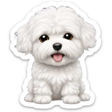 maltipoo white cute fluffy dog  sticker