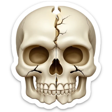 A skull split in half sticker