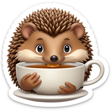 Hedgehog sipping tea sticker