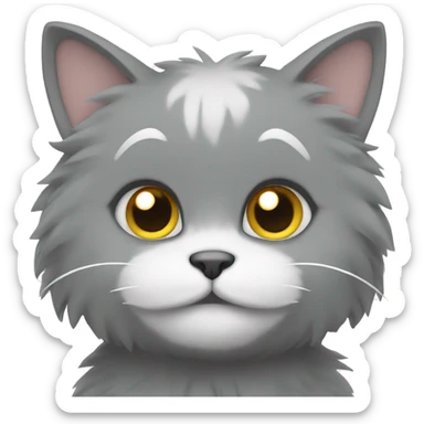 fluffy gray cat with white paws sticker