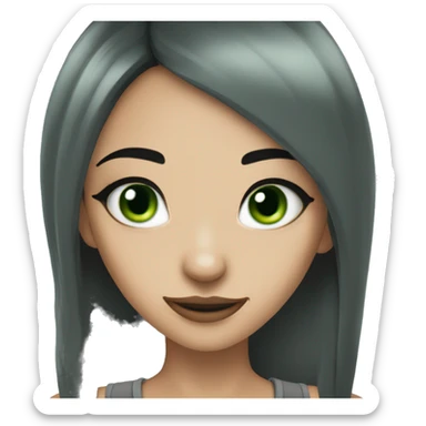 a darg green eyed girl with black hair and nose piercing  sticker