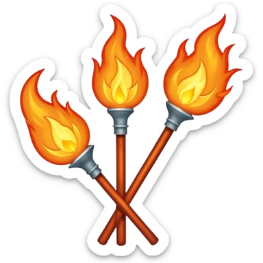 a three pronged pitchfork and a torch crossing each other to make an x sticker