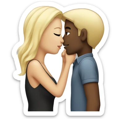 Black hair girlfriend kissing blonde hair boyfriend sticker