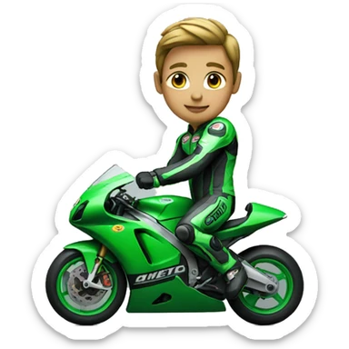 green motorcycle racer  sticker