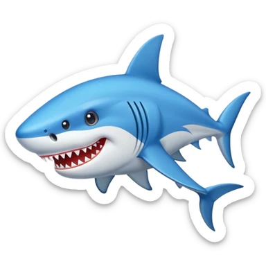 Un tiburón con unos tenis azules sticker