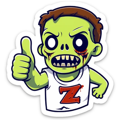 zombie giving thumbs up gesture sticker