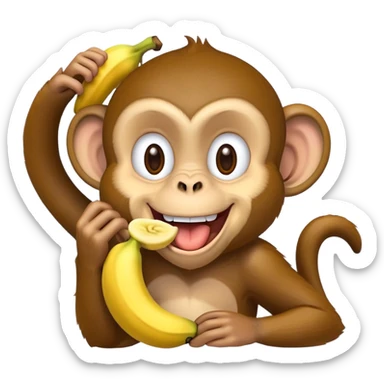 Monkey eating a banana sticker