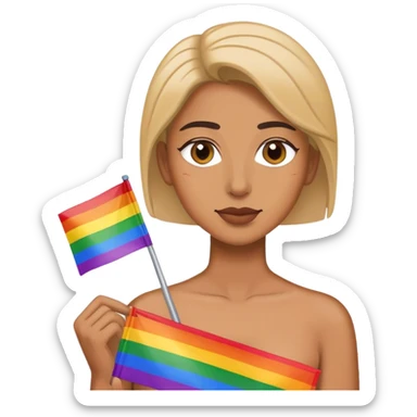 woman with lgbt flag sticker