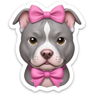 gray pitbull with pink bow sticker