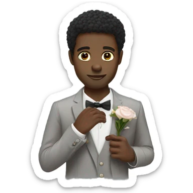 Black guy with medium short hair holding a ring to marry sticker