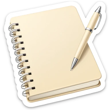 Cream Planner open notebook with cream pen sticker