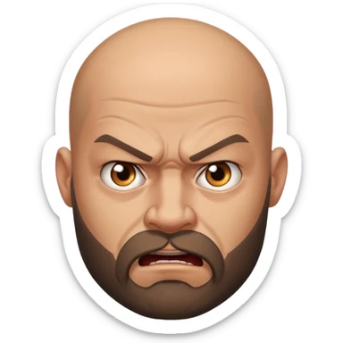 bald man with a beard and tattoo, angry expression sticker