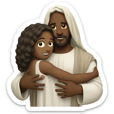 Black Jesus holding me sticker