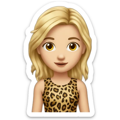 European girl in leopard leggings sticker