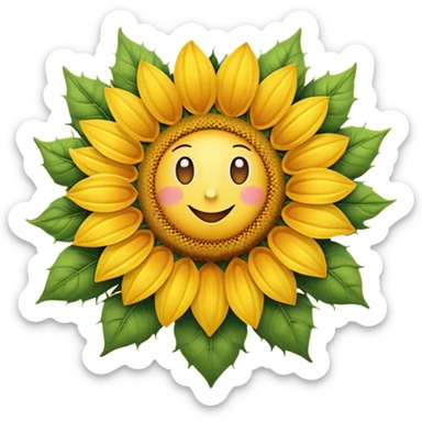 yellow heart with a sunflower motif sticker