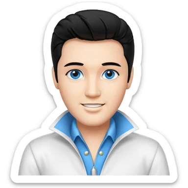 Elvis Presley blue eyes, black hair, white outfit sticker