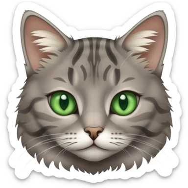 Gray Tabby cat with green eyes sticker