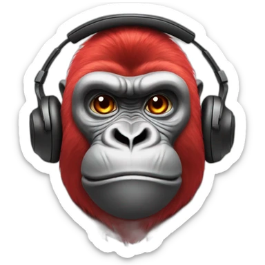 red gorilla lightning face paint, with headphones sticker