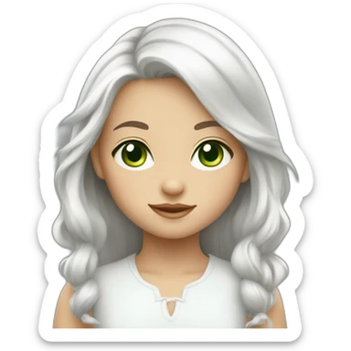 small girl with white hair , green eyes sticker