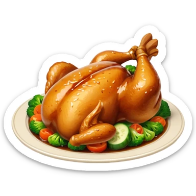 chicken vegetables soy sauce on top  sticker