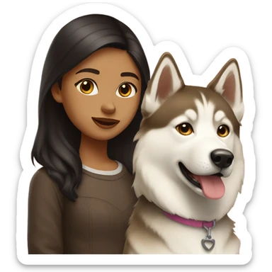 A girl Dark brown  hair next to a light dorée  Husky sticker
