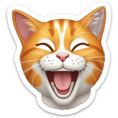  orange cat laughing out loud sticker
