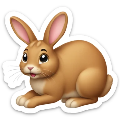 a light brown bunny with ears falling on the side sticker