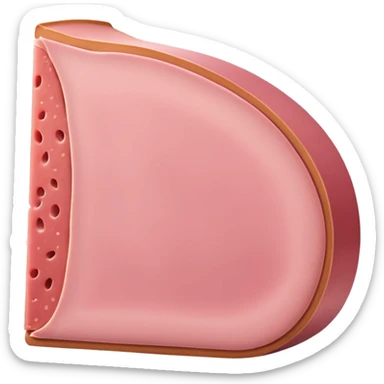 slice of pink bologna with smooth edge, isolated sticker