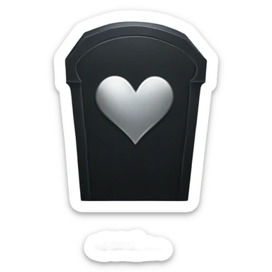 a black tombstone with the inscriptions in silver RIP and a silver heart in the center sticker