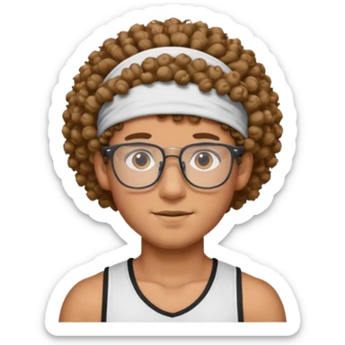 curly guy with headband and glassess athlete sticker
