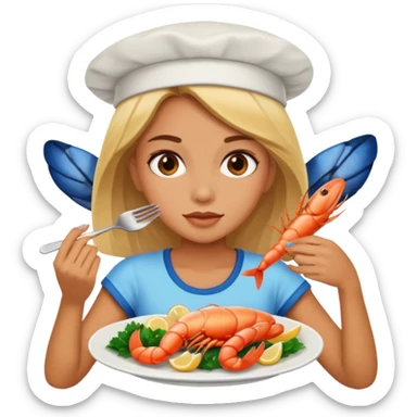 A girl eating seafood sticker