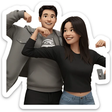 smiling couple with casual style sticker