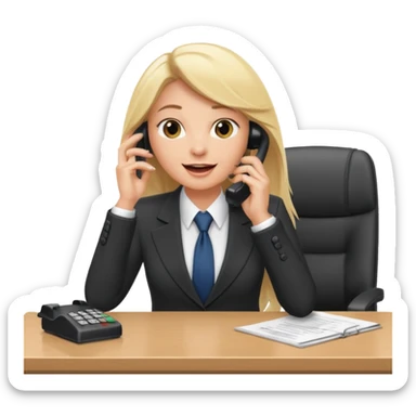 office-boss-excited-phone-desk-blonde sticker