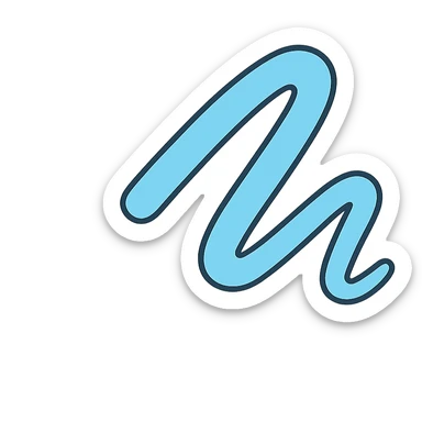 Create a minimalist PNG icon by cloning the reference image, keeping only the light blue stroke on a transparent background, with no colored background. sticker