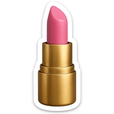 Realistic lipstick emoji with gold case, pink lipstick, photorealistic style. Remove background. sticker