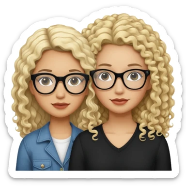 Hey can u make emoji Mother and daughter? Make the bother tan and blond and make the daughter 15 years old and pale w curly long black hair and black glasses sticker