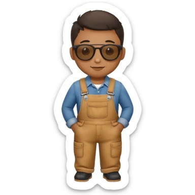 mole wearing overalls, wearing sunglasses, apple emoji style sticker