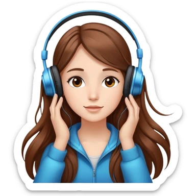 girl with long brown hair listening to music with headphones and stars girl with long brown hair listening to music with headphones and ✨  sticker
