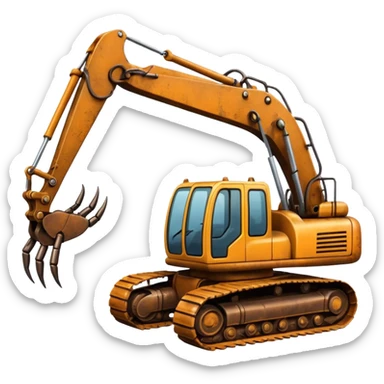 A excavator with four arm and spider legs sticker