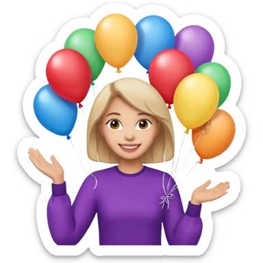 Balloon holder woman sticker