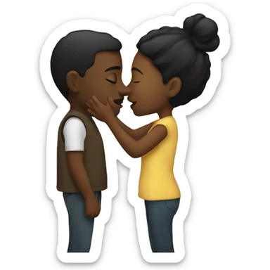 Interracial couples kissing sticker