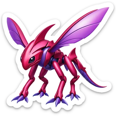 Shiny Exotic Colorful epic Gabito-Genesect-Miraidon-Koraidon-Fakémon-hybrid-creature (full body)  sticker