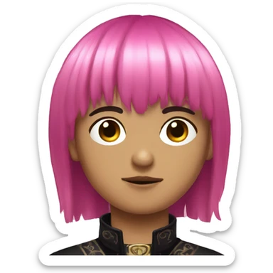 Byzantine Mexican goth boy with black and pink hair with bangs  sticker