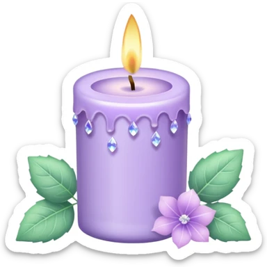 Pastel shiny sparkly crystalliccute Lavender lilac candle light with pastel petals and ivies sticker