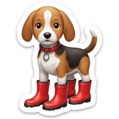 beagle with rainboots sticker