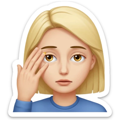 person dramatically pulling eyelids down with hand in front of face  sticker