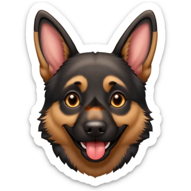 cartoon style dark German Shepherd dog with its tongue hanging out long sticker